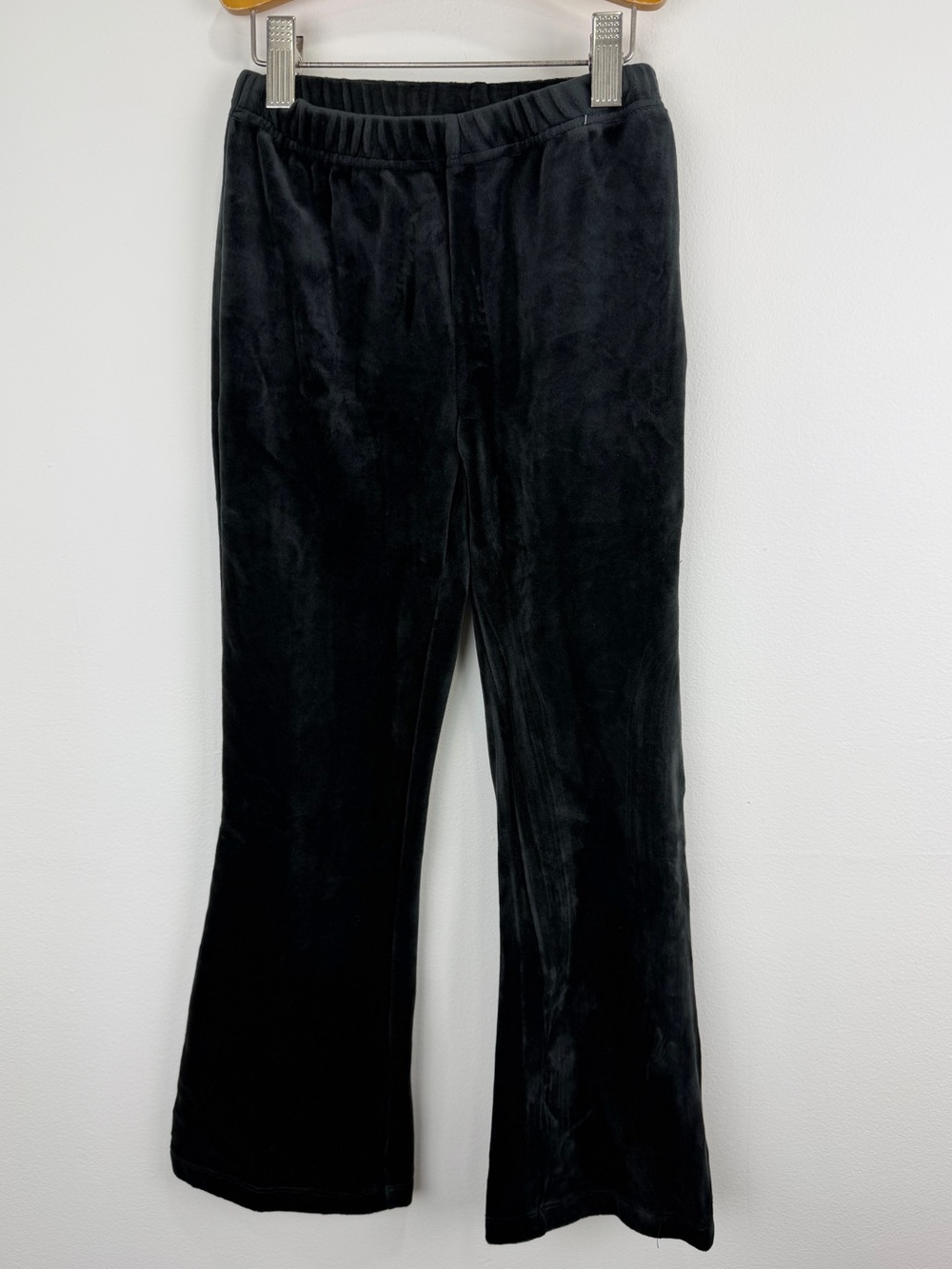 Hanna Andersson Girls Black Velour Flare Pants Size 8 130 Y2K New